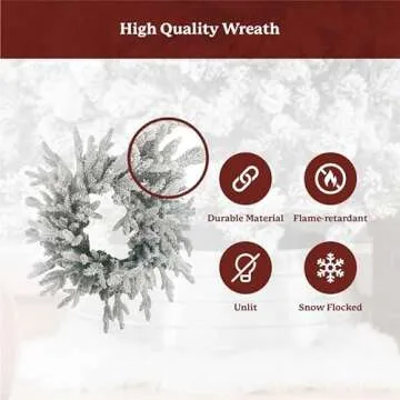 24" Flocked Christmas Wreath for Holiday Decor