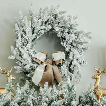 24" Flocked Christmas Wreath for Holiday Decor