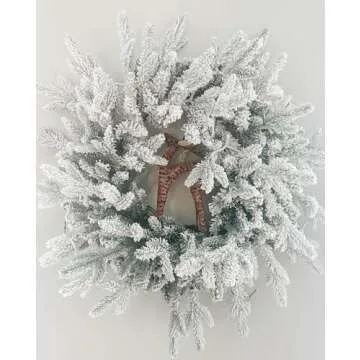 24" Flocked Christmas Wreath for Holiday Decor