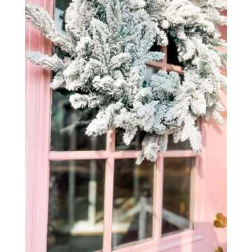 24" Flocked Christmas Wreath for Holiday Decor