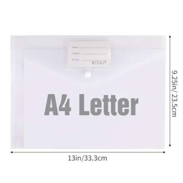 EOOUT 30pcs Plastic Envelopes, Clear Envelopes with Snap Closure, Document Folders Letter Size A4 Si...