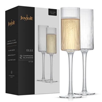 JoyJolt ELLE - Vintage Style Fluted Glasses Set - Perfect for Celebrations and Gifts