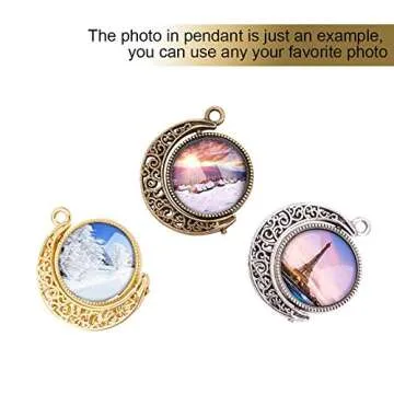 PH PandaHall Moon Rotation Bezel Kit for Jewelry Making