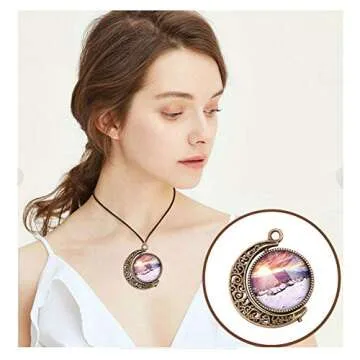 PH PandaHall Moon Rotation Bezel Kit for Jewelry Making