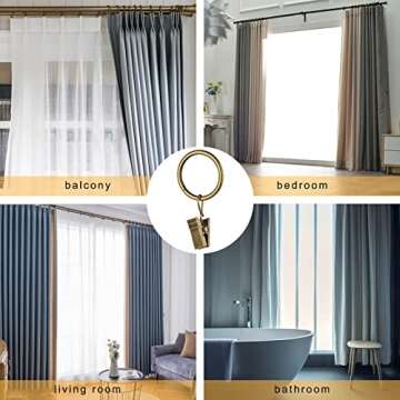30 PCS Antique Brass Clips Curtain Hooks for Curtain Rod, This Small Drapery Curtain Ring with Clips Hook Fit Up to 0.4~0.75 -inch Drapery Panel