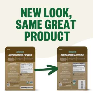 FGO Organic Ashwagandha Root Powder, 16oz Resealable Bulk Bag, Non-GMO, Indian Ginseng, Withania Somnifera, Sourced from India (Pack of 1)