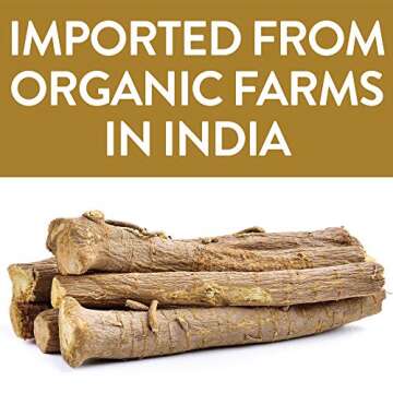 FGO Organic Ashwagandha Root Powder, 16oz Resealable Bulk Bag, Non-GMO, Indian Ginseng, Withania Somnifera, Sourced from India (Pack of 1)