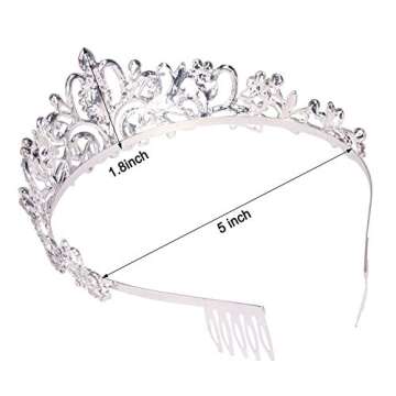 COCIDE Tiara Crystal Crowns Princess Rhinestone Crown with Combs Bride Headbands Bridal Wedding Prom Birthday Party Hair Accessories Jewelry for Women Girls (Silver)