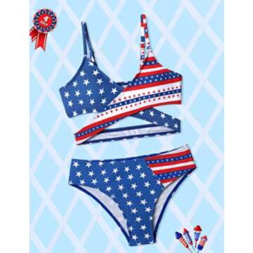 Aulyffo 4th of July Girls Swimsuit for Summer Fun
