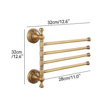 Stylish Antique Bronze 4-Arms Swivel Towel Rack | Space Saving and Elegant