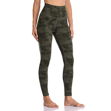 Colorfulkoala Women's High Waisted Pattern Leggings Full-Length Yoga Pants (S, Army Green Splinter Camo)