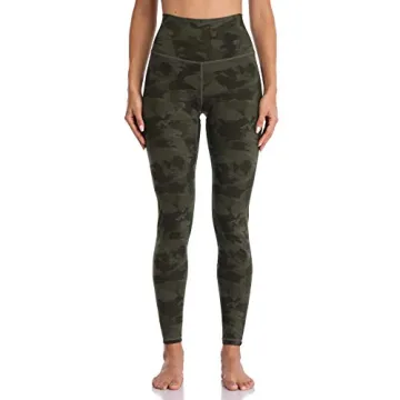 Colorfulkoala Women's High Waisted Pattern Leggings Full-Length Yoga Pants (S, Army Green Splinter Camo)