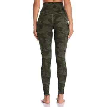 Colorfulkoala Women's High Waisted Pattern Leggings Full-Length Yoga Pants (S, Army Green Splinter Camo)