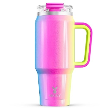Meoky 32 oz Insulated Tumbler | Travel Mug with Handle & Straw, Leak Proof