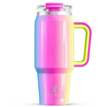 Meoky 32 oz Insulated Tumbler | Travel Mug with Handle & Straw, Leak Proof