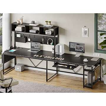 SEDETA L Shaped Gaming Desk with LED Lights & Power Outlet for Home Office