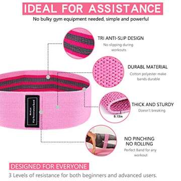 Obling Resistance Bands Exercise Bands, Fabric Workout Bands, Thick Wide Non-Slip Booty Bands Resistance Bands for Legs and Butt, Heavy Resistance Loop Bands for Women/Men(Set 3)