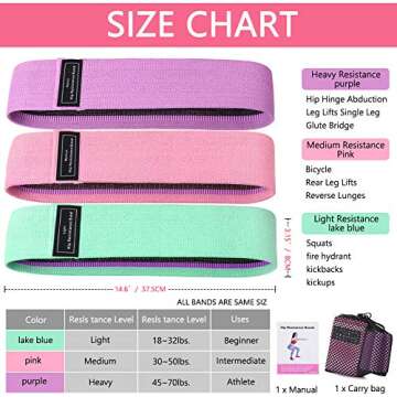 Obling Resistance Bands Exercise Bands, Fabric Workout Bands, Thick Wide Non-Slip Booty Bands Resistance Bands for Legs and Butt, Heavy Resistance Loop Bands for Women/Men(Set 3)