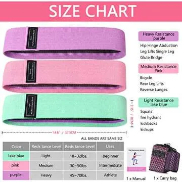 Obling Resistance Bands Exercise Bands, Fabric Workout Bands, Thick Wide Non-Slip Booty Bands Resistance Bands for Legs and Butt, Heavy Resistance Loop Bands for Women/Men(Set 3)