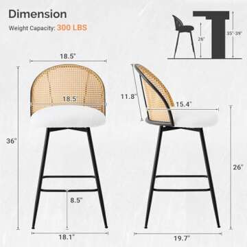Stylish Bekrvio Swivel Bar Stools for Home & Office