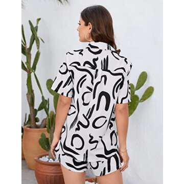 Kidlove Two Piece Sets for Women Summer Casual Loose Fit Outfits Short Sleeve Button Down Shirts and Shorts Set with Pockets