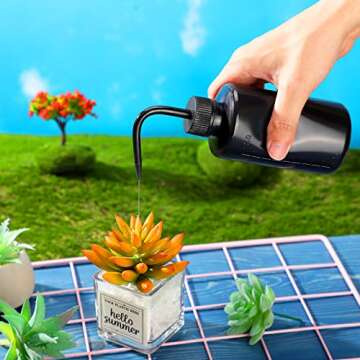 Nuogo 9 Pcs 250 ml Tattoo Wash Bottle Water Squirt Bottle Lab Squeeze Bottles Lash Water Bottle with Narrow Mouth Scale Labels Safety Rinse Bottle for Eyelash Extensions, Succulent Watering (Black)