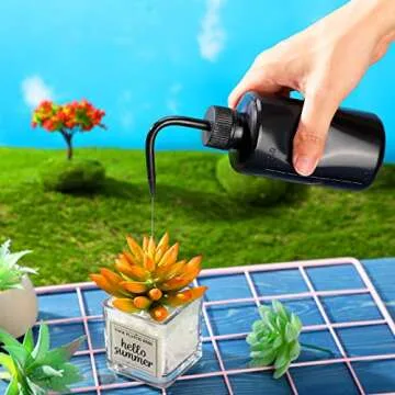 Nuogo 9 Pcs 250 ml Tattoo Wash Bottle Water Squirt Bottle Lab Squeeze Bottles Lash Water Bottle with Narrow Mouth Scale Labels Safety Rinse Bottle for Eyelash Extensions, Succulent Watering (Black)