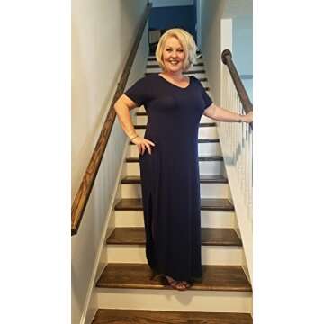 GRECERELLE Women Casual Sundresses Short Sleeve Shirt Dress Split Maxi Long Beach Dresses Travel Vacation 2025 Summer Outfits XL, Navy Blue