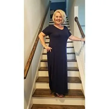 GRECERELLE Women Casual Sundresses Short Sleeve Shirt Dress Split Maxi Long Beach Dresses Travel Vacation 2025 Summer Outfits XL, Navy Blue