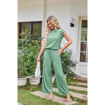 GRACE KARIN Women's 2 Piece Sets Summer Outfits Lounge Sets Two Piece Outfit Tracksuit Green S