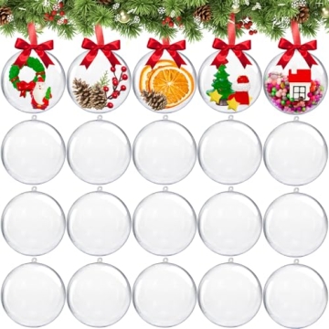 20 Pcs Clear Fillable Ornaments Balls,DIY Plastic Christmas Ornament Balls,Transparent Tree Decorati...