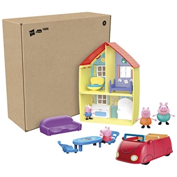 Peppa Pig Toys Peppa's Family Home Combo , House Playset with 4 Figures and Car , Preschool Toys for 3 Year Old Girls and Boys and Up