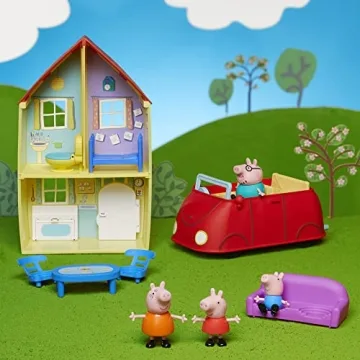 Peppa Pig Toys Peppa's Family Home Combo , House Playset with 4 Figures and Car , Preschool Toys for 3 Year Old Girls and Boys and Up