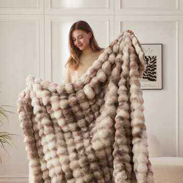 COOVA Faux Rabbit Fur Throw Blanket for Ultimate Comfort