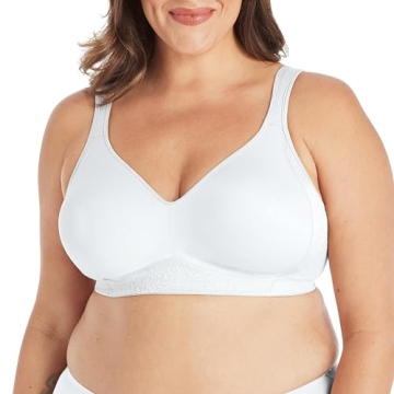 PLAYTEX Womens 18 Hour Side & Back Smoothing Wireless Bra, White 42C