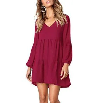 Amoretu Stylish V Neck Swing Dress for Women