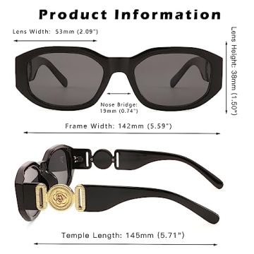 Trendy Rectangle Sunglasses UV Protection Vintage Fashion