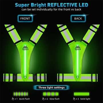 Topward LED Reflective Vest for Day & Night Safety