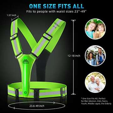 Topward LED Reflective Vest for Day & Night Safety