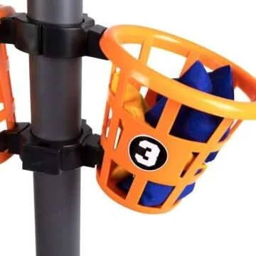 Creative Brainworks: B3 Bean Bag Bucketz; Outdoor Backyard Game : Lawn Bean Bag Toss Party Game - Giant 5' Camping, Tailgate, Beach, Cornhole Alternative Game Set, Yellow/Blue/Orange/Grey