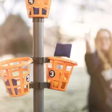 Creative Brainworks: B3 Bean Bag Bucketz; Outdoor Backyard Game : Lawn Bean Bag Toss Party Game - Giant 5' Camping, Tailgate, Beach, Cornhole Alternative Game Set, Yellow/Blue/Orange/Grey