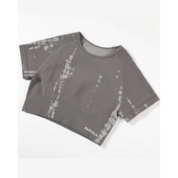 AUROLA Serpent Snake Seamless Workout T-Shirts for Women, Short Sleeve Crop Top Gym Yoga Athletic Sh...