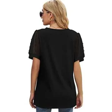 Tshirts Shirts for Women Petite Short Sleeve V Neck Summer Casual Tee Tops Black XS