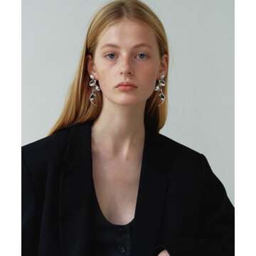 INNERDIVA Silver Abstract Irregular Spiral Geometric Statement Earrings Spiral Geometric Earrings Tw...