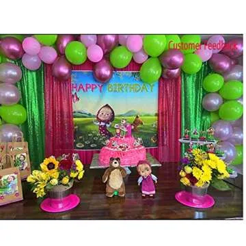 LQIAO Sequin Backdrop 8FTx2FT Fuchsia Curtain Panels Sequin Fabric Photography Background Wedding Photo Booth Backdrop Birthday Baby Glitter Curtain Shower Room