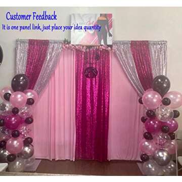 LQIAO Sequin Backdrop 8FTx2FT Fuchsia Curtain Panels Sequin Fabric Photography Background Wedding Photo Booth Backdrop Birthday Baby Glitter Curtain Shower Room