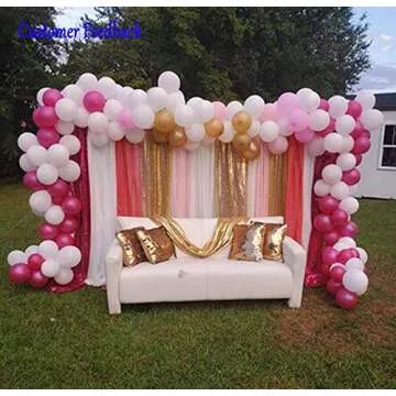 LQIAO Sequin Backdrop 8FTx2FT Fuchsia Curtain Panels Sequin Fabric Photography Background Wedding Photo Booth Backdrop Birthday Baby Glitter Curtain Shower Room