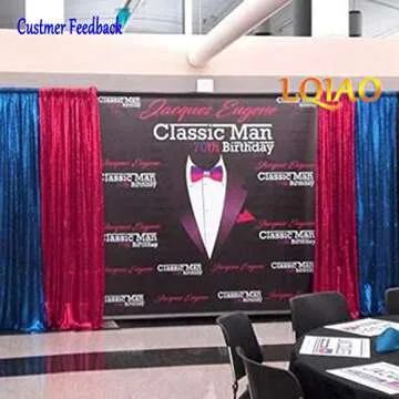 LQIAO Sequin Backdrop 8FTx2FT Fuchsia Curtain Panels Sequin Fabric Photography Background Wedding Photo Booth Backdrop Birthday Baby Glitter Curtain Shower Room