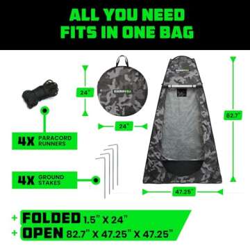 Rhino USA Portable Pop Up Privacy Changing Tent - Ultimate Outdoor Camping Shower, Camp Toilet, Rain Shelter for Beach and Camping - Lightweight and Sturdy, Instant Setup While On-The-Go