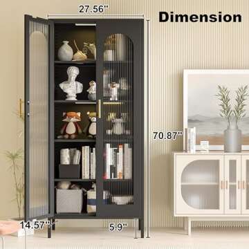 Stylish 71" Kitchen Pantry Cabinet with LED Lights